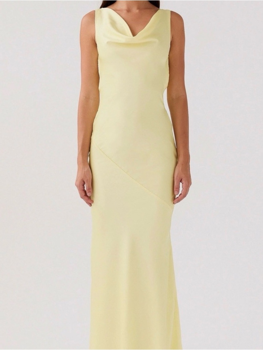 Peppermayo Pale Yellow Satin Slip Dress size L